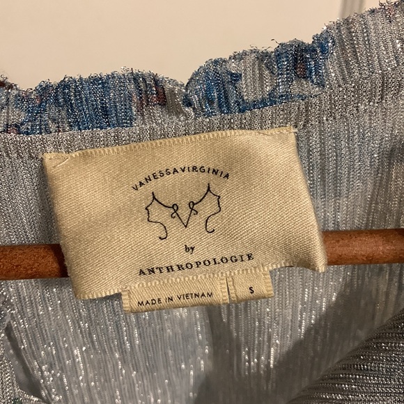 ✨ Anthropologie Shimmer Metallic Tank Top Sz S - Picture 6 of 8